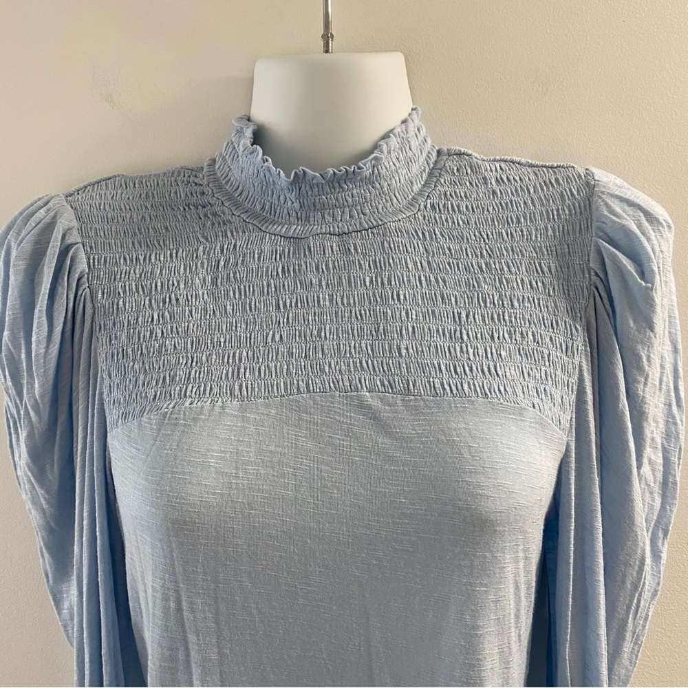7 for all mankind blouse burnout smocked faux turtleneck - Picture 7 of 12